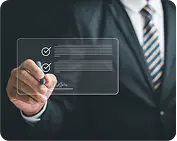 Smiling businessman holding a signed AngelSign document