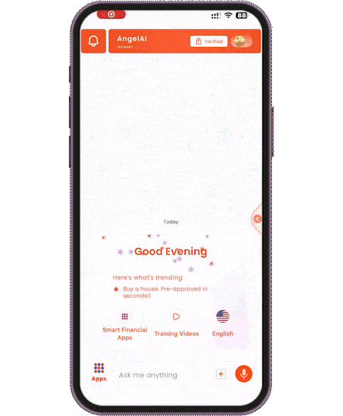 Animated AngelAi chat showing workshop registration steps